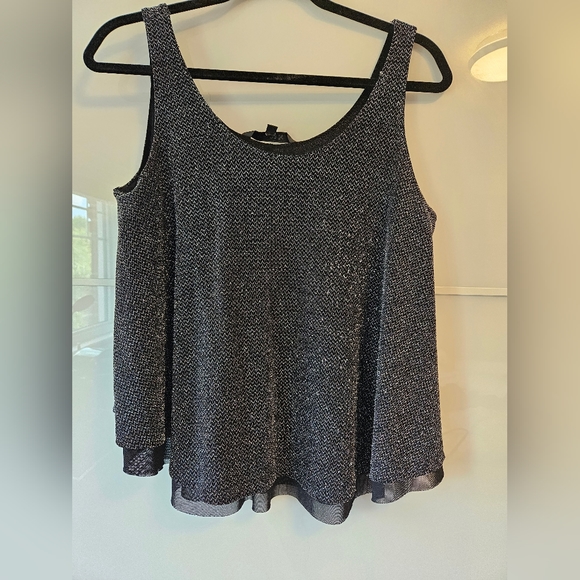 New Noir Tops - Double Layer Flowy Metallic Tank - XL
